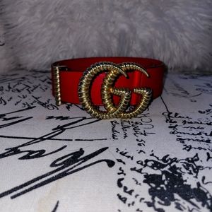***Sold*** Authentic gucci red belt gold GG